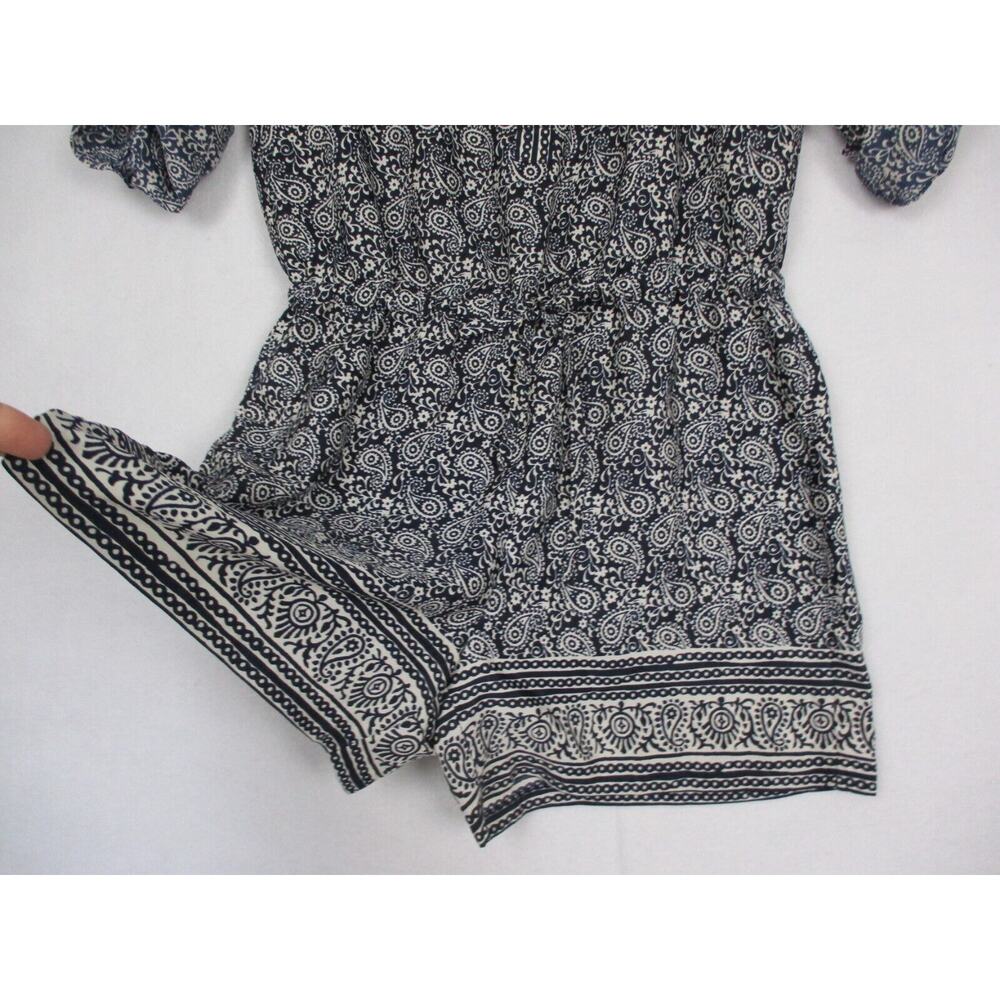 Ann Taylor LOFT Romper Womens 00P Blue Paisley Shorts Roll Tab Top XSP XS Petite - Picture 3 of 16